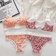 3/6pcsSeamless Bra Set, Low Rise Underwear, Leopard Print Bra, Sexy Lingerie Set, V-Neck Sports Bra, Women'S Cotton Lingerie Set