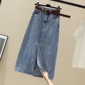 Sexy Wrap Buttocks Denim Skirts Women High Waist Washed Skirt Solid Spliced Slim Fit Distressed Pockets Zipper Fly Casual