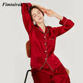 Women's Silk Pajamas 100% Fimtairah New 6A 100% Silk Pajamas Women's Spring Autumn 2024 Fashion Lady Long-sleeved Two-piece Suit Summer home clothes