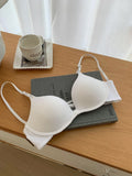 Hollow Beautiful Back Vest Bra Without Steel Ring Gather Underwear Adjustable Thin Shoulder Strap  Lingerie Summer Daily FINETOO