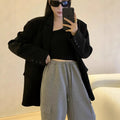 Gray Blazer Woman Black Jacket Outerwears Solid Over Clothes Coats for Women Dress Loose Long Korean Reviews Many Outdoor New In