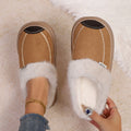 New Fashion Fluffy Platform Slippers for Women 2026 Winter Plush Warm Cotton Shoes Woman Comfort Non Slip Unisex Home Slippers