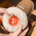 Fashion Pu Leather Platform Cotton Slippers Women Men 2026 Winter Soft Thick Sole Plush Home Slippers Thicken Warm Bread Slides