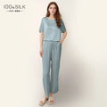 AYUNSUE 16Mm 100% Mulberry Silk Sleepwear Women Summer Clothes Pajama Sets Casual Long Pants Short Sleeve Top Two-piece Пижама