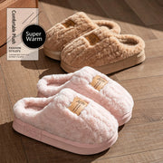 Winter Warm Slippers Women Men Fluffy Plush Home Shoes Cushion Midsole Anti-Slip Flexible Sole Thermal Indoor Bedroom Mules