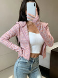 Women's Zip Up Hooded Jacket Long Sleeve Cropped Slim Fit Knit Casual Hoodie Top for Daily Street Wear