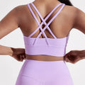 Women sport Bra Gym Solid Color Women Cross back Fitness sport Bra High strength Tight Top Comprehensive Training Gym Yoga Underwear With Chest Pad