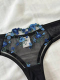 Erotic Embroidery Blue floral fragments Lace Babydoll Sensual Lingerie Bra Set For Women Underwear Intimate Sexi Panty Set 2024
