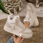 2025 Women Chunky Sneakers Autumn Winter Warm Cotton Shoes Thick Plush Warm Wear-resistant Shoes Woman Fashion Platform Shoes