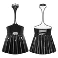 Womens Patent Leather Halter Latex Dress Wet Look Bare Breast Exposing Patent Leather Open Chest Halter Ruffled Latex Dresses