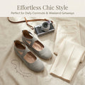 Women Mary Jane Flats Round Toe Ballet Shoes Elastic Cross Strap Comfortable Casual Flat Shoes Soft Suede Ladies Office Walking