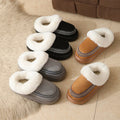 Soft Fluffy Thick Bottom Embroidery Cotton Slippers Couple Plus Size Winter Indoor Outdoor Plush Slippers Women Fuzzy Fur Shoes
