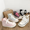 2026 Fresh Women Canvas Shoes High Top Female Flat Canvas Sneakers Lace Up Student Black Sport Shoes Pink Girls Shoe Summer