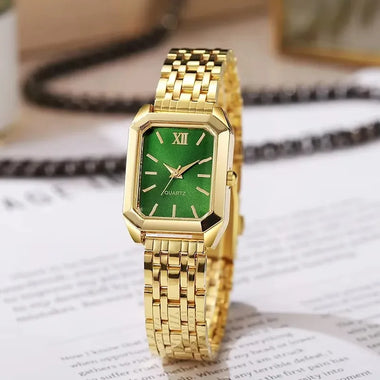 Slim Strap Rhinestone Quartz Watch Leaf Design Square Dial Women Quartz Watch Small Dial Pull Adjustable Rhinestone Watch