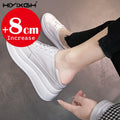 Women White Platform Sneakers Breathable Mesh Lightweight Casual Shoes Height Increase Chunky Sole Comfort