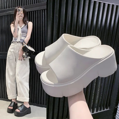 Thick Sole Sandals for Women Home Platform Slippers EVA Non Slip Beach Sandals Summer Lady Slides Soft Sole Wedge Heel Slipper