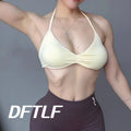 DFTLF Sports Strappy Bra Women Halter Thin Strap Seamless High Support Breathable Soft Push Up Yoga Pilates Gym Workout Fitness