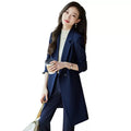 New Autumn Winter Women Formal Blazer Ladies Long Sleeve Double Breasted Jacket Coat Female Mid Long Windbreakers Outerwear Tops