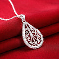 925 Sterling Silver Beautiful Water Drop Pattern Pendant Necklaces Earrings Jewelry Sets For Women Fashion Party Wedding Gifts