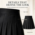 Women High Waist Pleated Mini Skirt with Inner Shorts Solid Color A Line Polyester Skirt Spring Summer Casual XS-XXXL