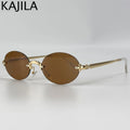 Women Sunglasses Y2K Punk Oval Metal Sunglasses Women 2026 Luxury Designer Vintage Steampunk Rimless Sun Glasses Classic Travelling Eyewear UV400
