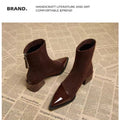 Ankle Boots Women Chunky Mid Heels Suede Shoes Woman Pointed Toe 2026 Trend Winter New Goth Walking Snow Chelsea