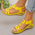 2026 Vintage Women's Wedge-Style Sandals Breathable Lightweight Elastic Slip-On Casual Oversized Summer Beach Shoes Size 36-43
