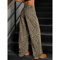Hot Sale Female Straight Leg Jeans Girls High Waist Leopard Print Denim Pants Women Retro Fashion Baggy Trousers