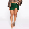 European and American Women's Solid Color HighWaisted HipHuggingShort Skirt Nightclub PU Leather Zipper Sexy Black Leather Skirt