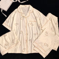 Women's New Korean Simple Rabbit Print Pajamas Spring and Summer Clouds  Three-Piece Set of Fashion Lazy Leisure Home Wear