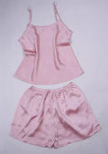 Women 100% Natural Silk 16 momme satin silk Camisole with Shorts Pajama Set Sleepwear M-2XL YM004
