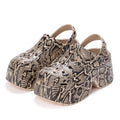 Leopard Thick Bottom Clogs for Women Closed Toe Chunky Platform Sandals Woman Summer 2026 Super High Wedge Heel Slippers Female