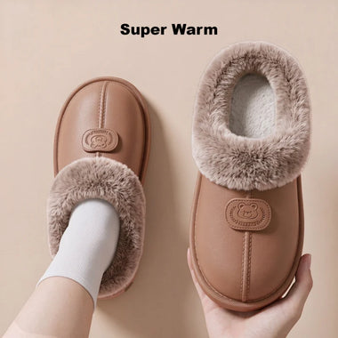 Winter Plush Wrap Slippers Couple Cotton Thick Sole Waterproof Upper Cloud-like Cushion Indoor Outdoor Super Warm 2cm