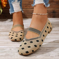 Women's Shoes Mesh Breathable SquareToe Flat Shoes Fashion Soft Bottom Knitted Shoes Female Casual Slip on Footwear Loafers