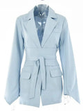LGRQ Women's Bandage high Waist Blazer ,Fashion Long Sleeves Lapel Long Sleeve Solid Color Jackets, 2026 spring