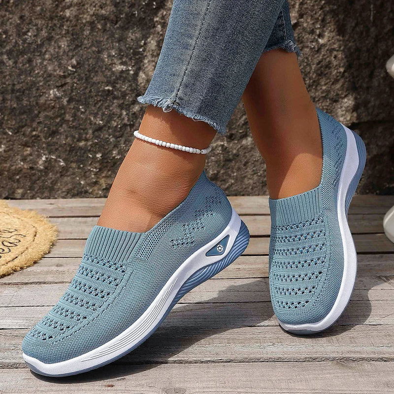 Women's Breathable Knit Sneakers Spring Summer Lightweight Casual Walking Shoes Microfiber Durable All Season Outdoor Daily