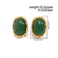 Vintage Elegant Oval Enamel Stud Earrings for Women Retro Classic Metal Folds Frame Earrings Resin Stone Earrings Jewelry Gift