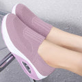 Women's Air Cushion Mesh Walking Shoes Breathable Slip On Platform Sneakers Casual Loafers