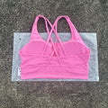 Solid Color Soft Cross Back Women Fitness Bra Tights Yoga Vest High Strength Shockproof Gym Sports Top Push Up With Chest Pad