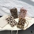 Fashion Women Cow Print Plush Underarm Bag Winter Fluffy Mini Shoulder Bag Zebra Leopard Pattern Small Tote Handbag Purse