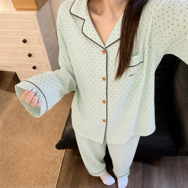 Women's Sweet and Lovely Women's Soft Sleepwear Spring and Autumn Student New Casual Long Sleeved Pants Home Clothes Two-Piece Set