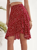 Women's Flouncing mini Dress High-Waisted Ruffled Single Short Heart Skirt Summer Casual Beach Bohemian Dress S016