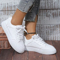 2025 Women Fashion White Sneakers Spring Autumn Sport Running Breathable Tennis Shoes Casual Lace Up Flat Skid-Proof Shoes