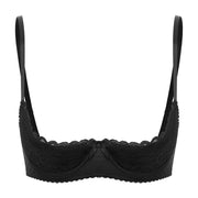 Sexy Lace Bra Women's Lingerie Underwire Half Cup Push Up Brassiere Hot Bra Underwear Bare Exposed Breast Underwire Brassiere
