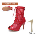 DKZSYIM Latin Dance Shoes Women Red Black Ballroom High Top Jazz Shoes Ladies Men's 5-11cm Heels Salsa Tango Dancing Shoes