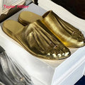 Metallic Toe Embossed Mules Women Chic Five-Toe Slip‑On Casual Summer Street styleClassy Ladies Backless Slide Sandals