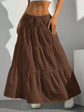 Women's Long Skirts European and American Cross-Border New Style Wish Spring and Summer Women's Skirts, Tie-Strap Spliced Flared Skirts, Loose Long