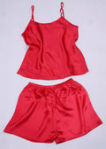 Women 100% Natural Silk 16 momme satin silk Camisole with Shorts Pajama Set Sleepwear M-2XL YM004