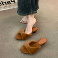 Women Slippers French Style Temperament Wedge Heeled Platform Slippers Winter Women Fluffy Furry Slippers Winter Cotton Slipper