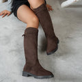 Women's New Autumn Winter Western Style Long-thigh Boots Heightened Comfort Retro Warm Fashion Boots Flat Shoes Plus Size 36-43